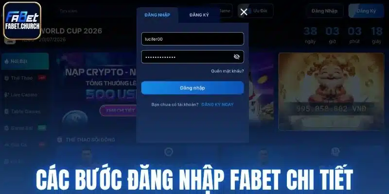 Các bước đăng nhập Fabet chi tiết