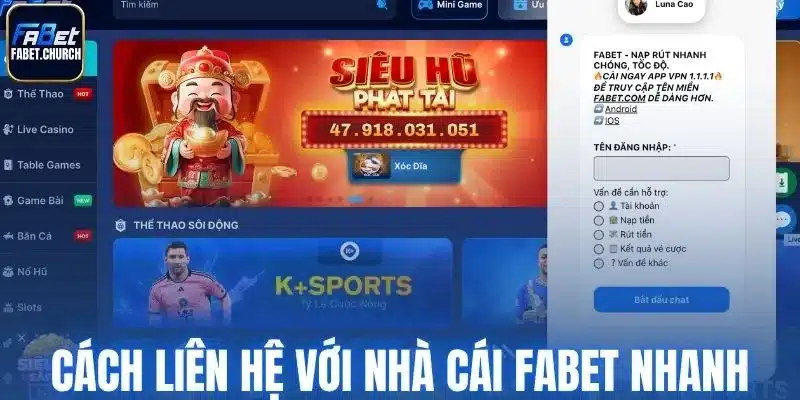 Các cách liên hệ với nhà cái Fabet nhanh chóng