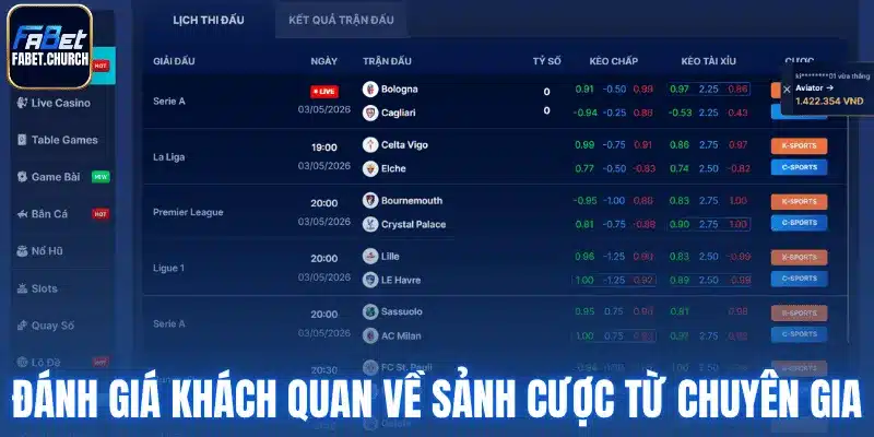 Đánh giá khách quan về sảnh cược từ chuyên gia 