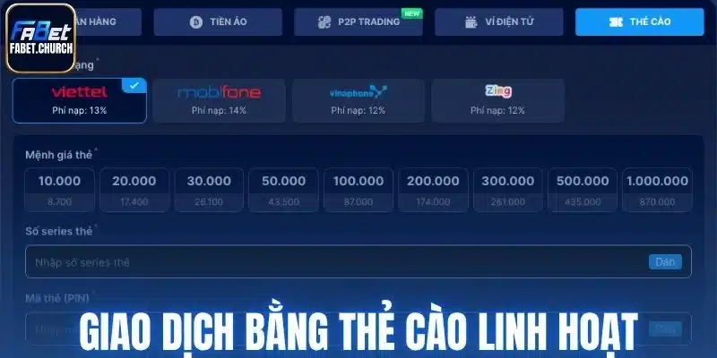 Hình thức giao dịch bằng thẻ cào linh hoạt