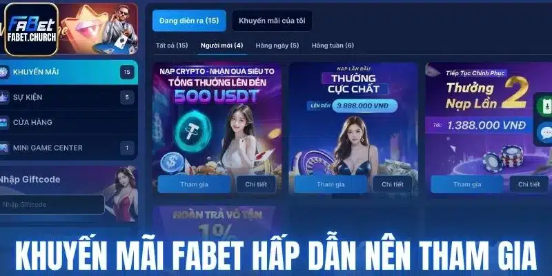 Top khuyến mãi Fabet hấp dẫn nên tham gia